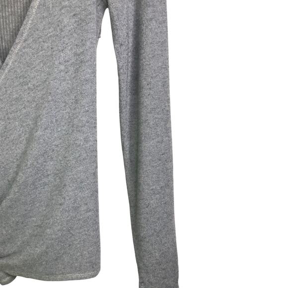Three Dots Sweater Womens Size XS Gray Wrap Front‎ Tie Long Sleeve Scoopneck - Picture 6 of 8